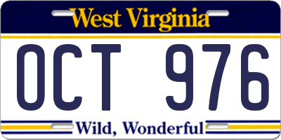 WV license plate OCT976
