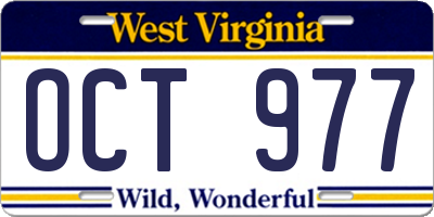 WV license plate OCT977