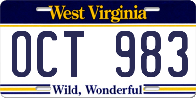 WV license plate OCT983