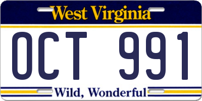 WV license plate OCT991