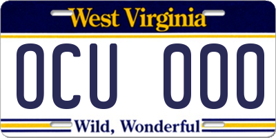 WV license plate OCU000