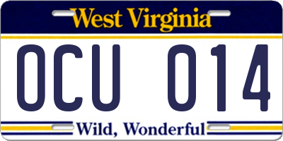 WV license plate OCU014