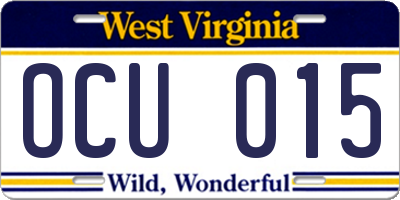 WV license plate OCU015