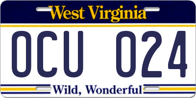WV license plate OCU024