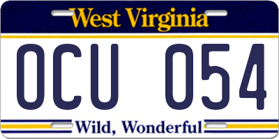 WV license plate OCU054