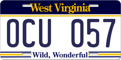 WV license plate OCU057