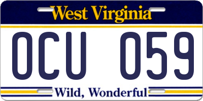WV license plate OCU059