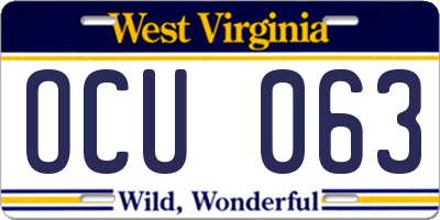 WV license plate OCU063