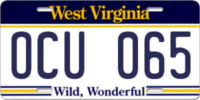 WV license plate OCU065