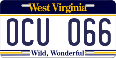 WV license plate OCU066