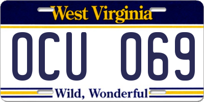 WV license plate OCU069