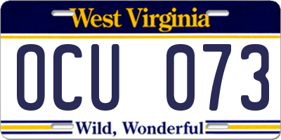 WV license plate OCU073