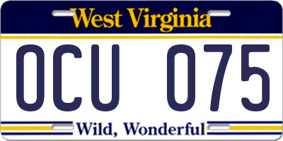 WV license plate OCU075