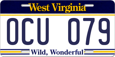 WV license plate OCU079