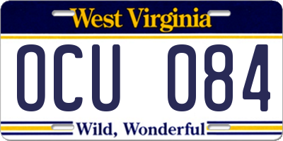WV license plate OCU084