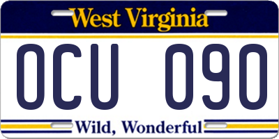 WV license plate OCU090