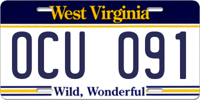 WV license plate OCU091