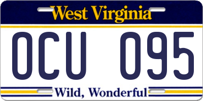WV license plate OCU095