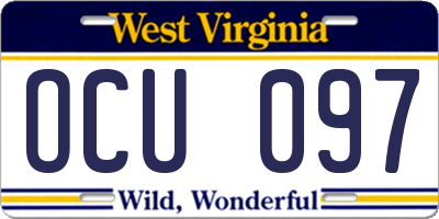 WV license plate OCU097