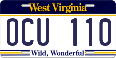 WV license plate OCU110
