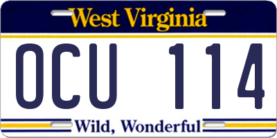 WV license plate OCU114