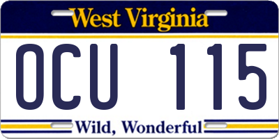 WV license plate OCU115