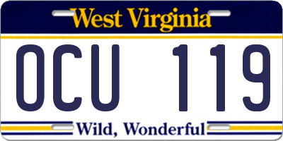 WV license plate OCU119
