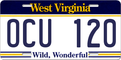 WV license plate OCU120