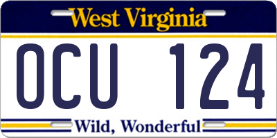 WV license plate OCU124