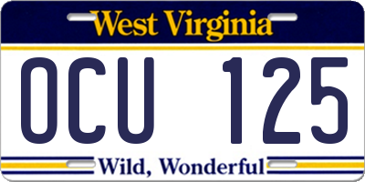 WV license plate OCU125