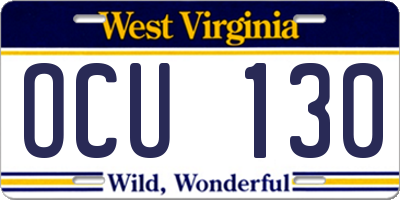 WV license plate OCU130