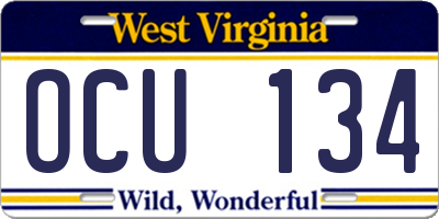 WV license plate OCU134