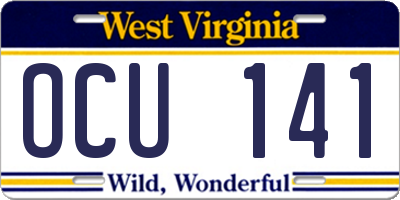 WV license plate OCU141