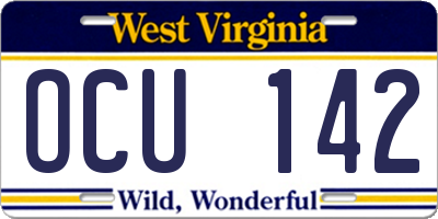 WV license plate OCU142