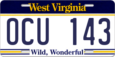 WV license plate OCU143