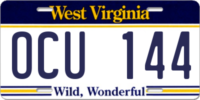 WV license plate OCU144
