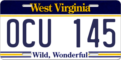 WV license plate OCU145