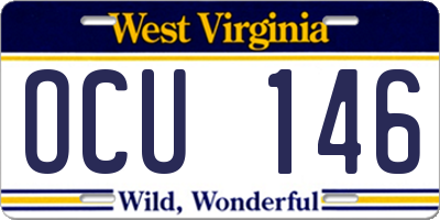 WV license plate OCU146