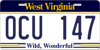WV license plate OCU147