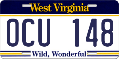 WV license plate OCU148