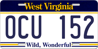 WV license plate OCU152