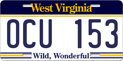 WV license plate OCU153