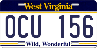 WV license plate OCU156