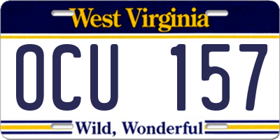 WV license plate OCU157