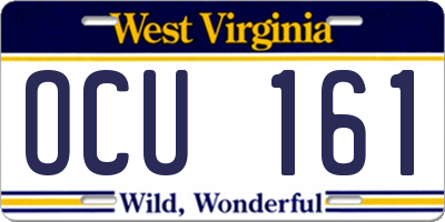 WV license plate OCU161