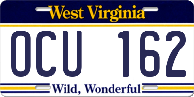 WV license plate OCU162