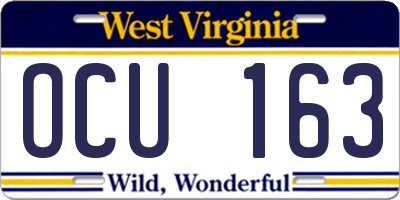 WV license plate OCU163