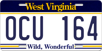 WV license plate OCU164