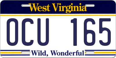 WV license plate OCU165