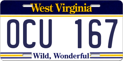WV license plate OCU167